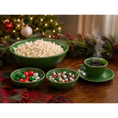 Hazel Atlas Moderntone Christmas Green Platonite Glassware 7 Piece Set