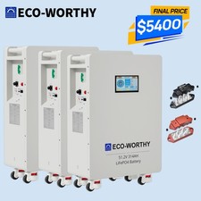 ECO-WORTHY 3Pack 48V 314AH 48.23kWh LiFePO4 Battery Vertical Standing Backup