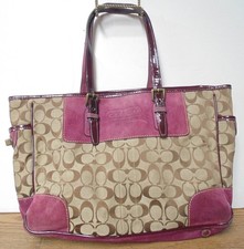 Coach Signature Series Hand Bag 1442-H04Q Brown  Red Suede VG