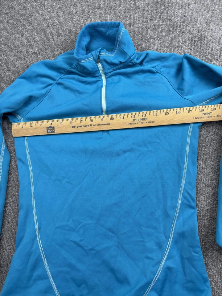 Cabela's Pullover Mujer Pequeño Azul Cuarto Cremallera Vellón Pulgares Senderismo Foto 3 de 4