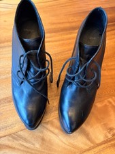 BRONX Ankle Boots, schwarzes Leder, Plateau-Stiefeletten, Gr. 40 zum Schnüren