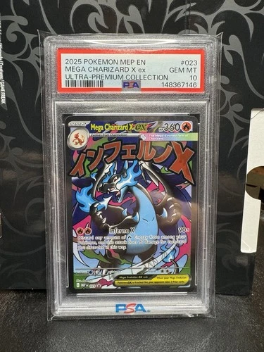 2025 Pokémon MEP Black Star Promo Mega Charizard X Ultra Premium PSA 10