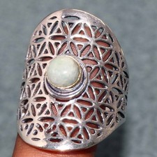 Pretty Round Aquamarine 925 Silver Plated Ring US 8.5 Holiday jewelry Trendy GW
