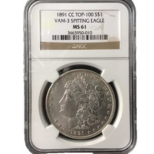 🔥🔥1891‑CC Morgan Silver Dollar • NGC MS61 • VAM‑3 Spitting Eagle • Carson City