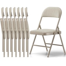 Folding Dining Chairs Set of 8 - Fabric Padded Folding Chairs with Cushion Se...