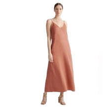 NWOT Quince Vintage Wash Tencel Maxi Slip Dress Terracotta Size XL
