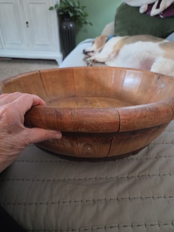 Handmade Asian Utility Bowl from the Qing Dinasty with Metal Strapping