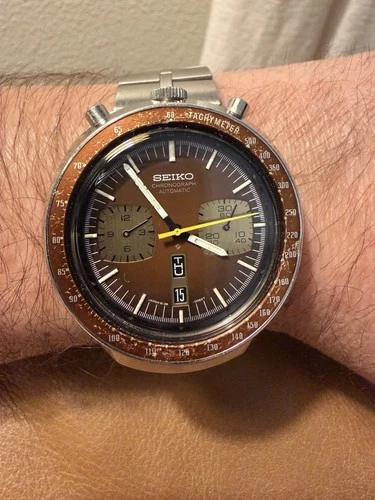 Vintage 1977 Seiko Bullhead 6138-0040 Automatic Chronograph Watch