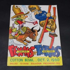 1960 Dallas Texans vs New York Titans Official Program AFL 10/2/60 ZJ21037