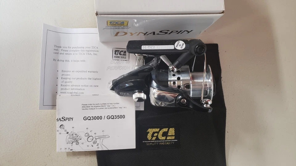 Carrete DynaSpin serie Tica GQ nunca usado. Nuevo en caja con bolsa de carrete y papeles Foto 3 de 4