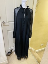 ASOS High Neck Crinkle Maxi Dress With Blouson Sleeves in Black, Size 10