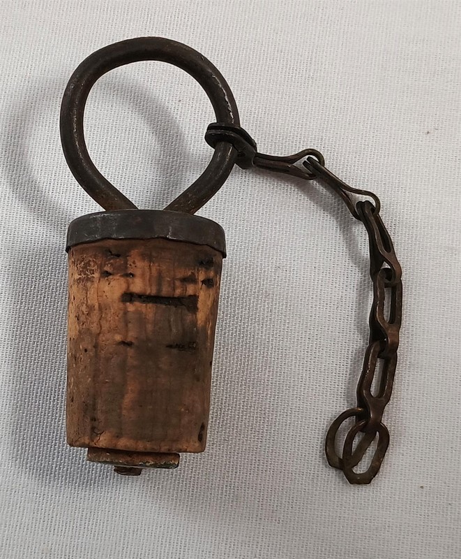 Antique Canteen Cork with Chain Vintage Maybe Spanish American Civil War