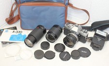 Vintage Minolta X-370 SLR 35mm Film Camera Bundle 3 Lenses, Flash, SUPER CLEAN