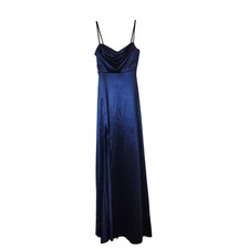 NEW Windsor Marissa Formal Satin Cowl Neck Navy Dress Size Small Prom Formal
