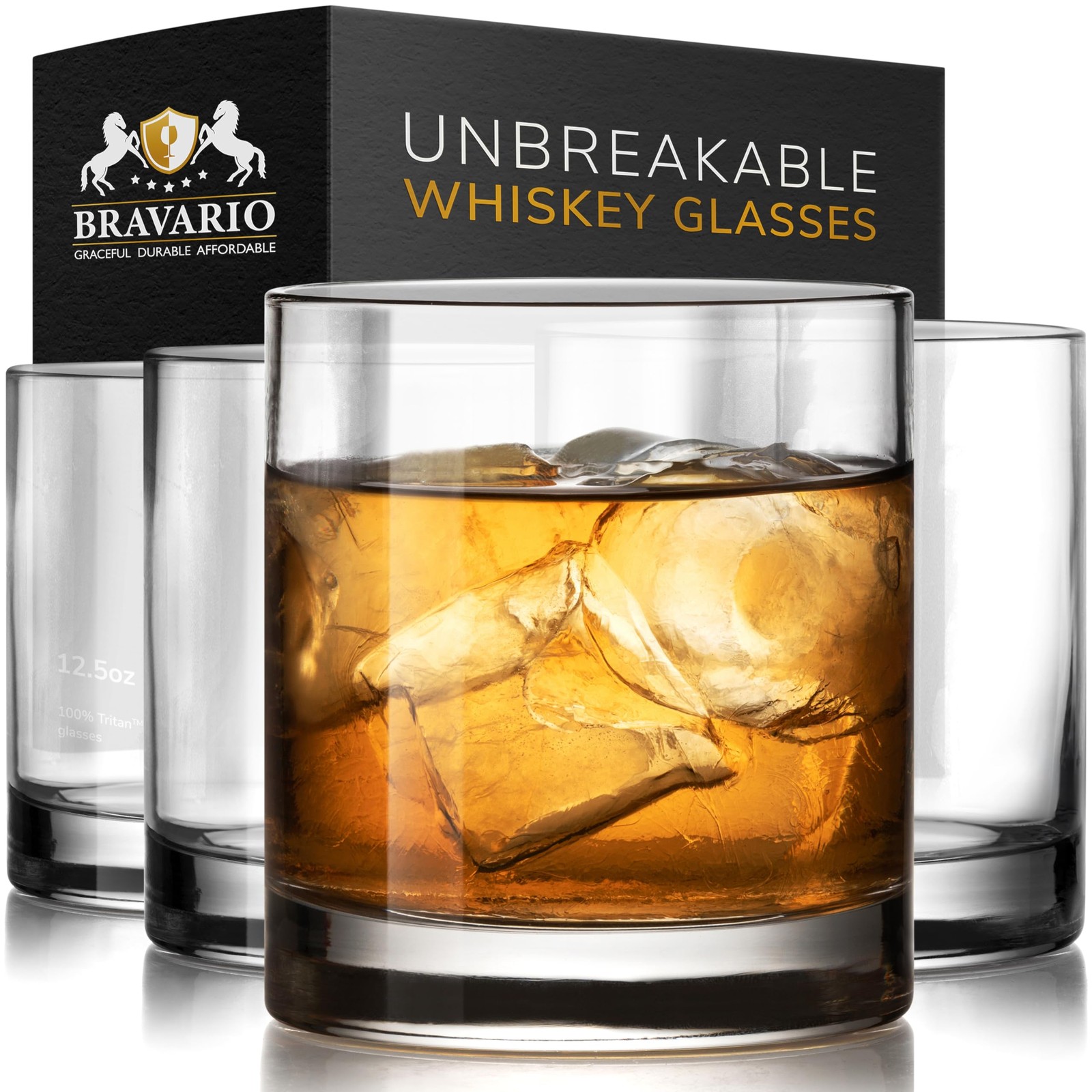 Unbreakable Tritan Plastic Whiskey Glasses Shatterproof Double Rocks Dishwasher Safe