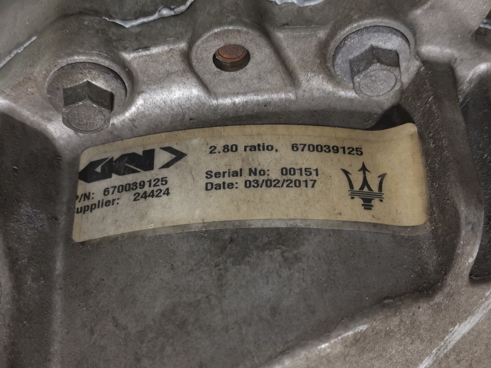 Maserati Ghibli 2017 RWD M156B 3.0 L Rear Diff Differential Axle Carrier 2:80