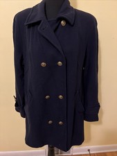 Mackintosh Philosophy Woman  s Wool Pea Coat In Navy Blue Size 8 Buttons