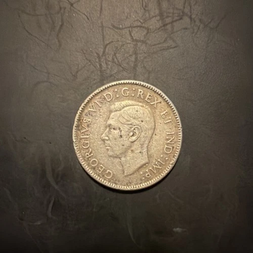 Canada 1945 25C Silver Coin King George VI Caribou KM# 41