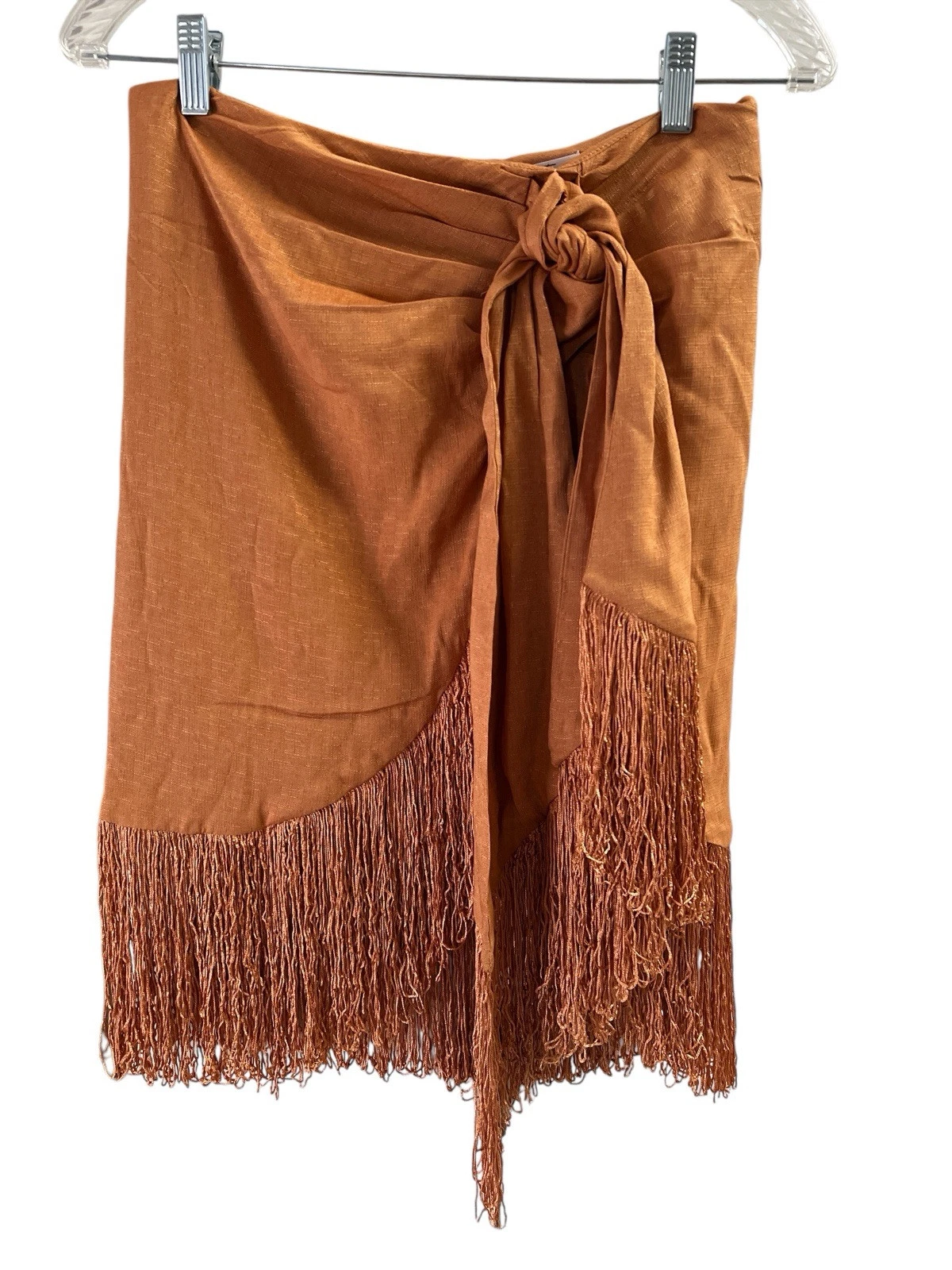 Cloud Ten Orange Fringe Mini High Waisted Summer Skirt Size M