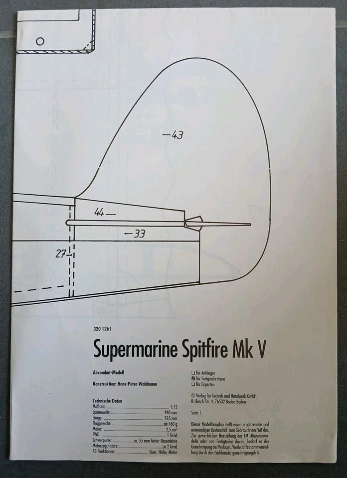 VTH 3201261 Bauplan Supermarine Spitfire Mk V