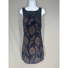 Loft Dress Womens Small Navy Blue Velvet Burnout Floral Mini Party Bohemian Boho