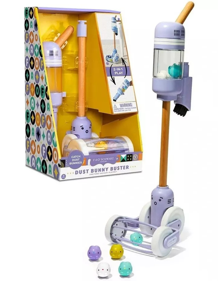 FAO Schwarz Dust Bunny Buster Pretend Vacuum Playset 2-in-1 Play