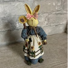 Easter Bunny Statue Figure Cute Home Decor