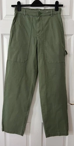 M&S Utility Trousers Cargo Womens 6 8 10 12 14 16 18 20 22 24 Khaki Cotton NEW