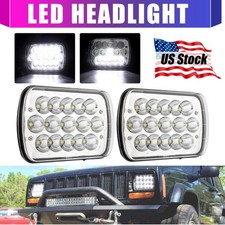 Pair 7x6" Chrome LED Headlights Hi/Low Beam For Chevy C1500 C2500 C3500 Suburban