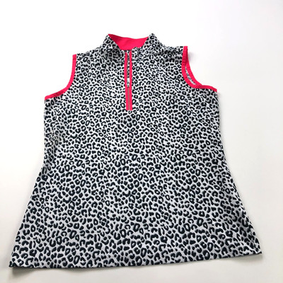 Tail Small Golf Tennis Sleeveless Tank Top All Over Print Cheetah Black