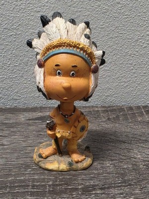 Vintage Native American Indian Bobble Head Child Figurine Tribal Collectible 