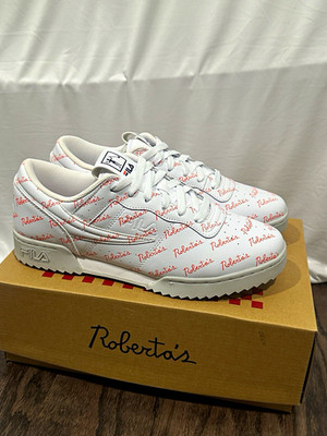 FILA Men's Low Top Athletic Sneakers White Red Logo Roberta's Piza New Box