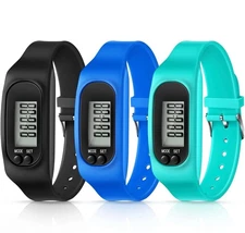 Silicone Fitness Tracker Watch 3 Pcs Walking Running Pedometer Calorie Burning