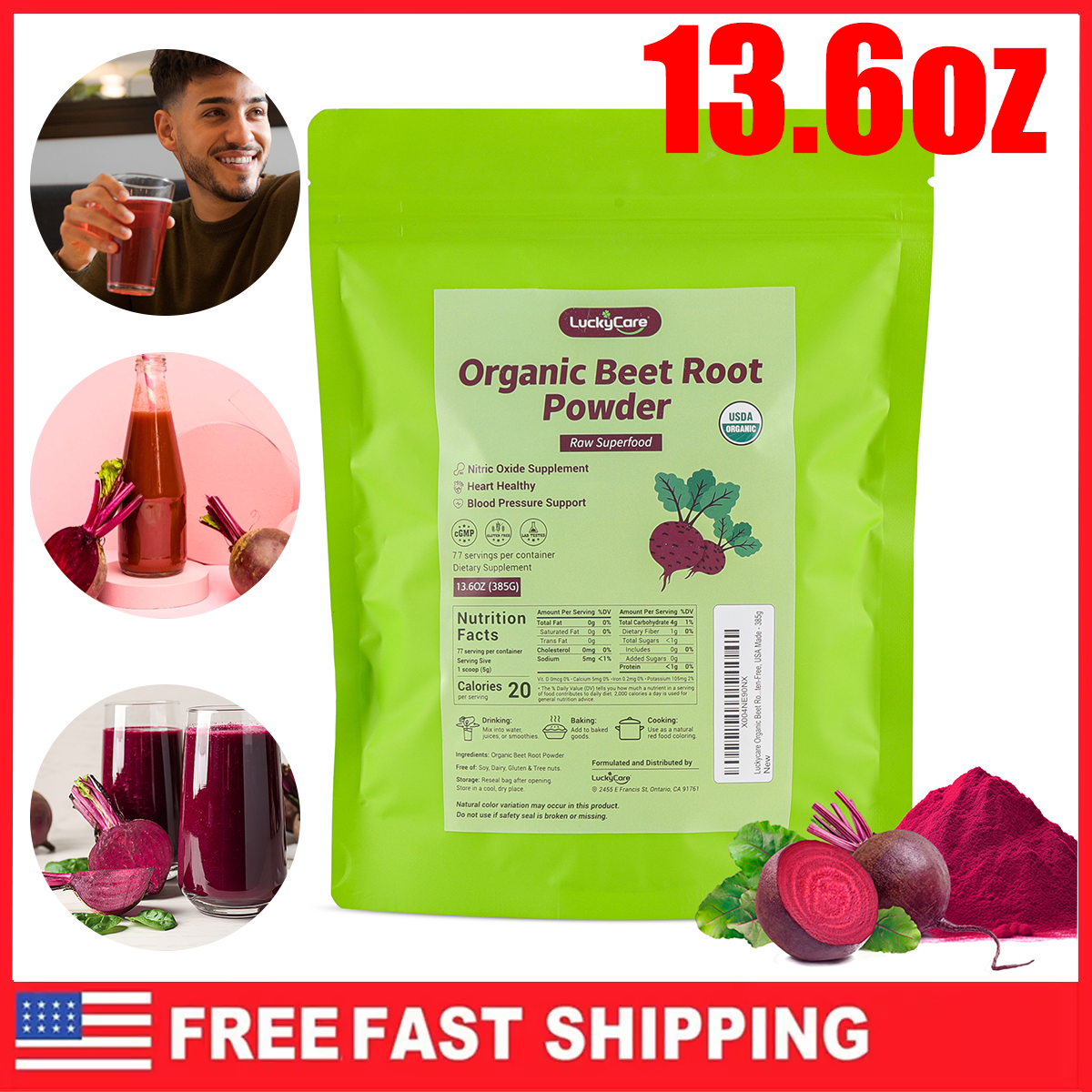 New Organic Beet Root Powder Raw Non GMO Pure Beta Vulgaris Nitric Oxide Booste