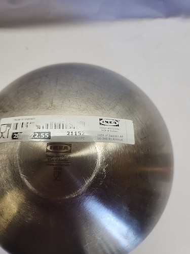 2 Ikea Bowls Metal Stainless Steel Large 11in Model 21152 8" Model 21152 - Picture 6 of 6