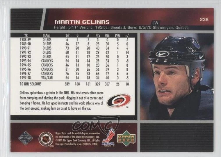 1998-99 Upper Deck ( Pictured) Martin Gelinas ( Pictured) Robert Kron #238 - Image 2 of 2