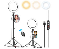 Aro de luz LED 10,2  con tr pode 65  , regulable, para streaming y maquillaje. N