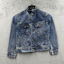 Vintage Lee Youth Girls Denim Jean Jean Jacket Size 14 Trucker Made In USA