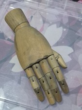 Vintage Wooden Articulated Life-Size Hand - Model, Mannequin Ex Shop Display.