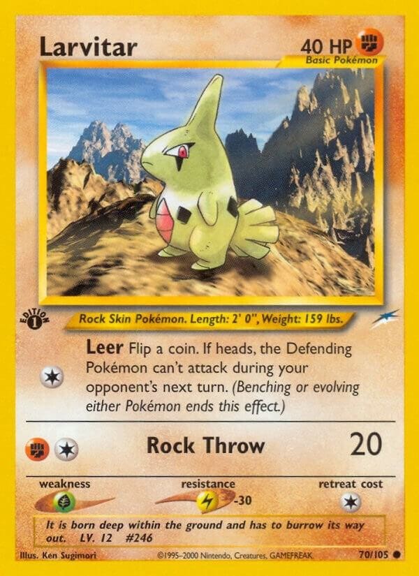 LARVITAR 2000 POKEMON NEO GENESIS 1ST EDITION #70/105 Q6233
