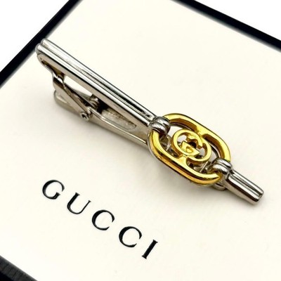 USED Tie GUCCI Gucci tie pin interlocking combination color vintage Japan
