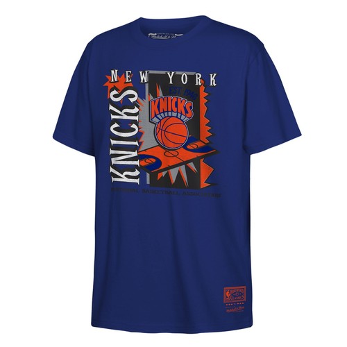 Youth Mitchell & Ness Blue New York Knicks Retro '90s Poster T-Shirt - 第 1/1 張圖片