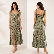 Reformation Twilight Midi Dress verde green floral size 2