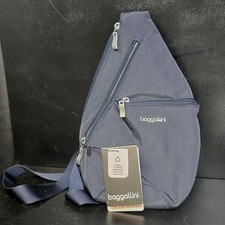 Baggallini Mini Sling Bag Navy Blue Crossbody Travel Backpack Water Resistant