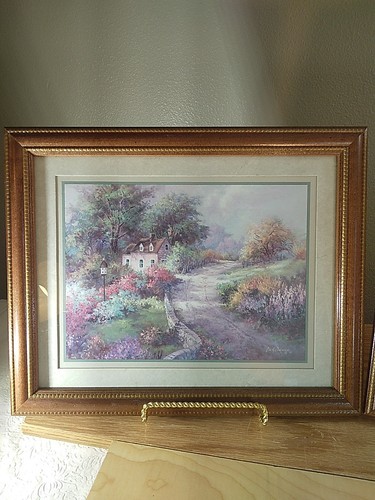Juego de 2 impresiones enmarcadas Lee K Parkinson para dama recogiendo flores y casa de campo - Imagen 2 de 22