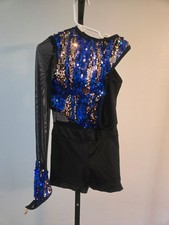 Dance Outfit Black, Gold Blue Size MC
