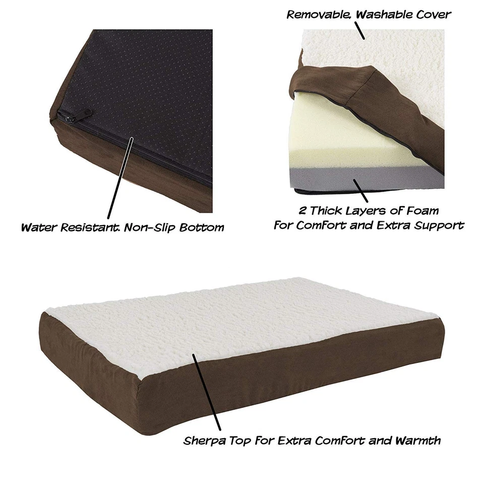 Medium Brown Memory Foam Dog Bed for Medium Dogs 30x20 Washable Cover - Image 4 of 4