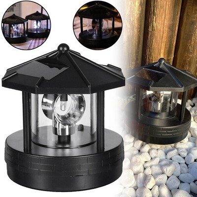 Solar Leuchtturm LED Beacon Rotierende Gartenleuchten Tower Lampe für Rasen