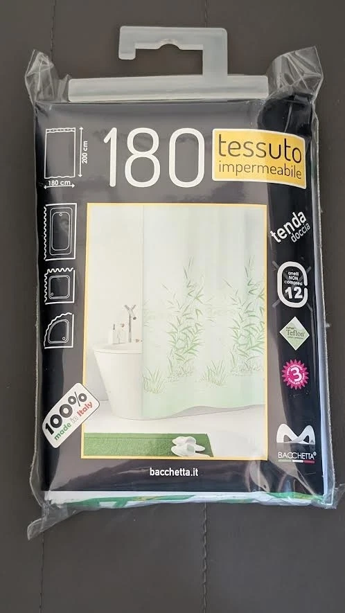 Tenda da doccia con foglie verdi, tenda da bagno impermeabile antimuffa, tessuto in poliestere lavabile con 12 ganci, 180x180 cm | Leroy Merlin