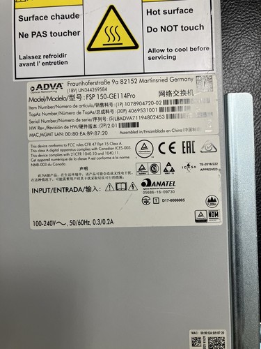 Adva FSP150-GE114 Pro with rack mounts - Picture 2 of 4